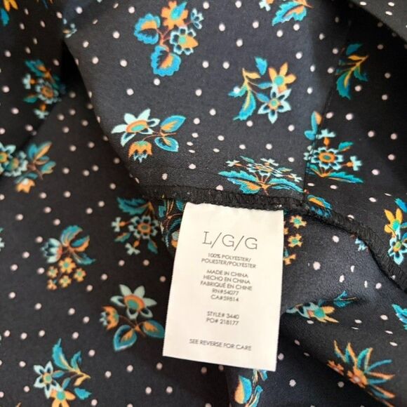 Cabi Tank Top Women's Large Black Floral Polka Dot V-Neck Sleeveless Career - Picture 7 of 8